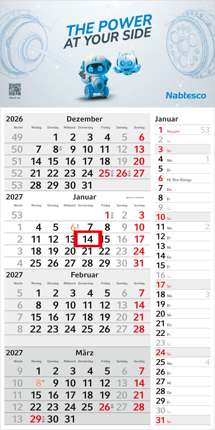 4-Monatskalender Einblatt Konzept 4 Post EXPRESS