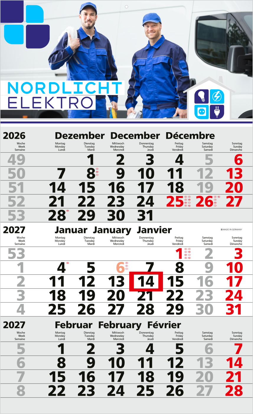 3-Monatskalender Einblatt Solid 3 EXPRESS
