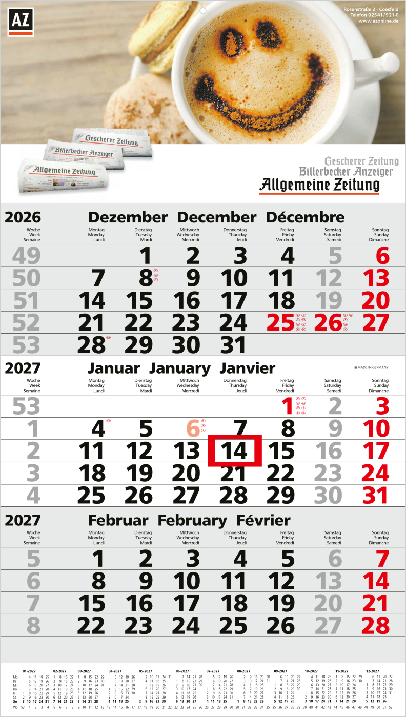 3-Monatskalender Einblatt Primus 3 Post A EXPRESS