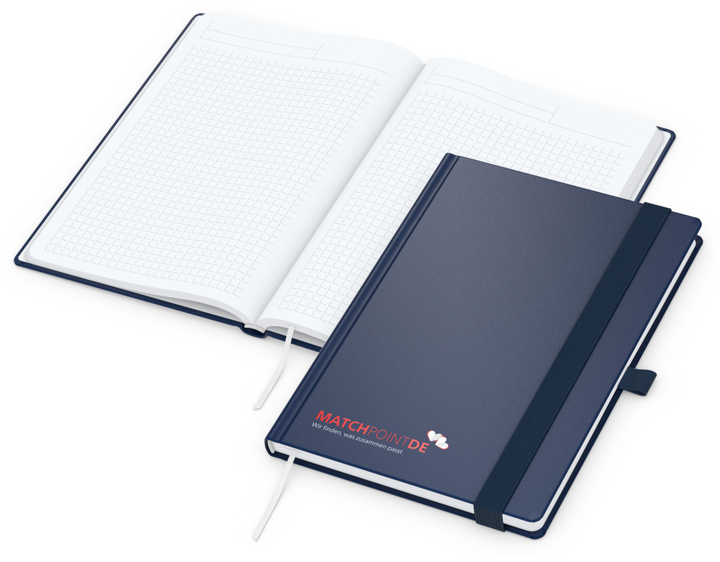 Notizbuch Vision-Book EXPRESS, A5, White, Winkelkaro, dunkelblau