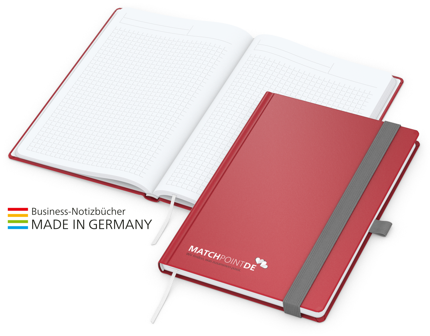 Notizbuch Vision-Book EXPRESS, A5, White, Winkelkaro, rot