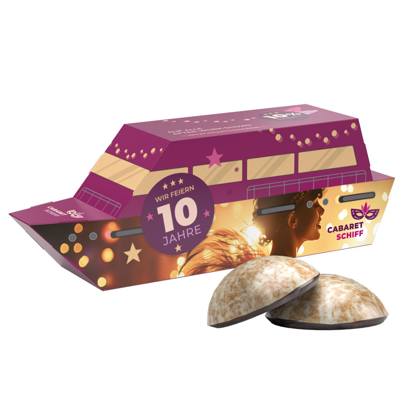 3D-Präsent Schiff, WEISS 4er Lebkuchen Mini