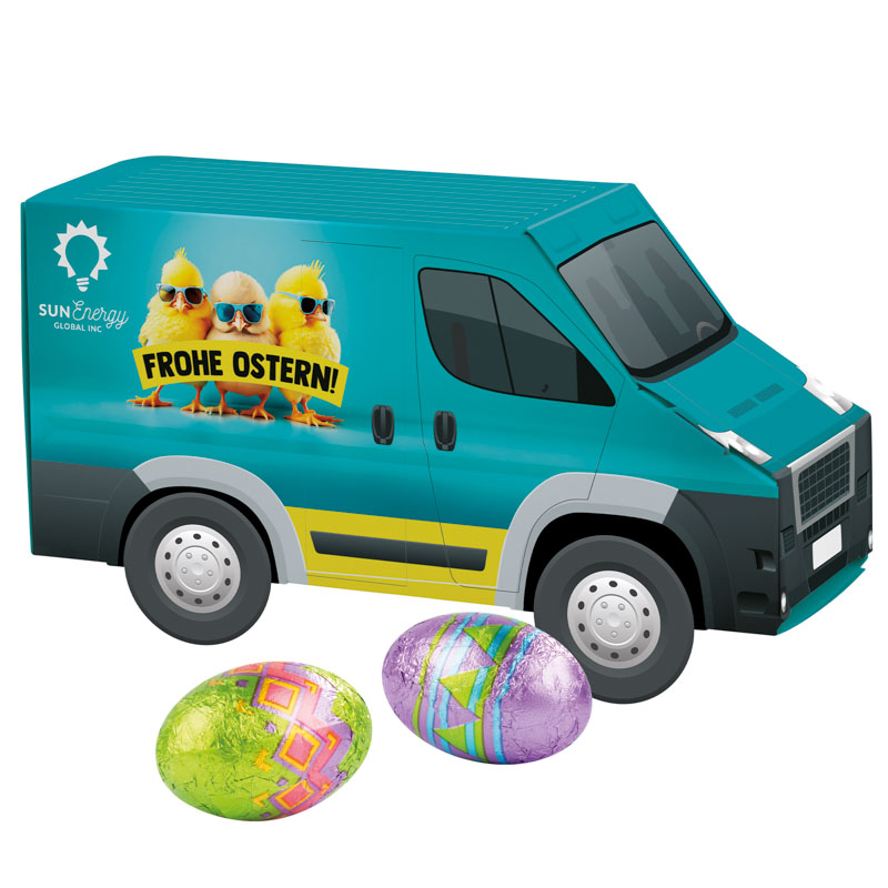 3D-Präsent Transporter, Klett Schoko-Ostereier