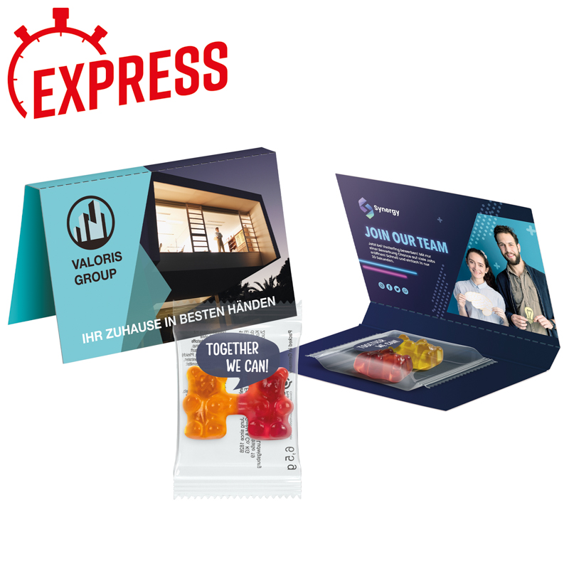 Express Werbekarte, Trolli Team Gummibärchen in Standardgestaltung