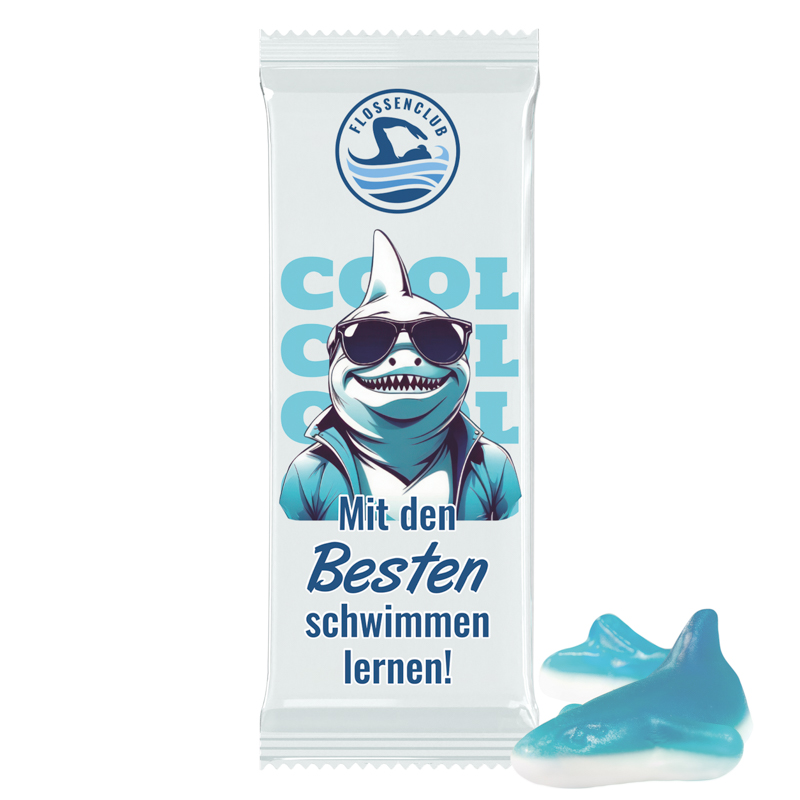 Trolli Fruchtgummi „Hai“, Folie weiß