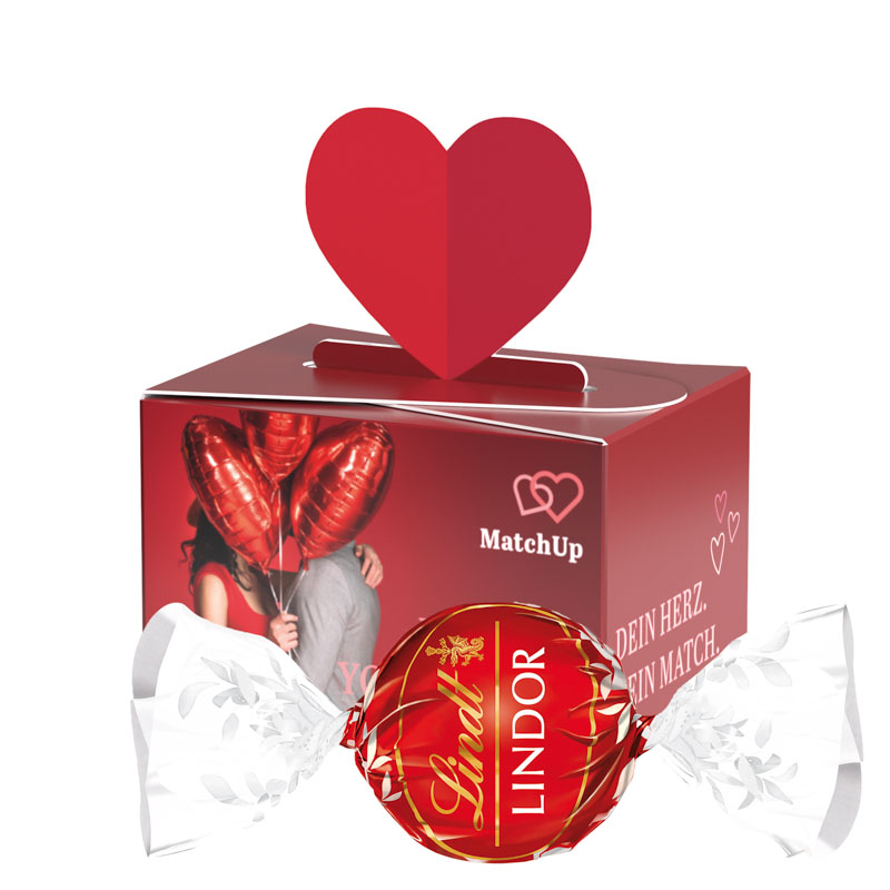 Geschenkbox Mini Herz, Lindt LINDOR Milchkugeln