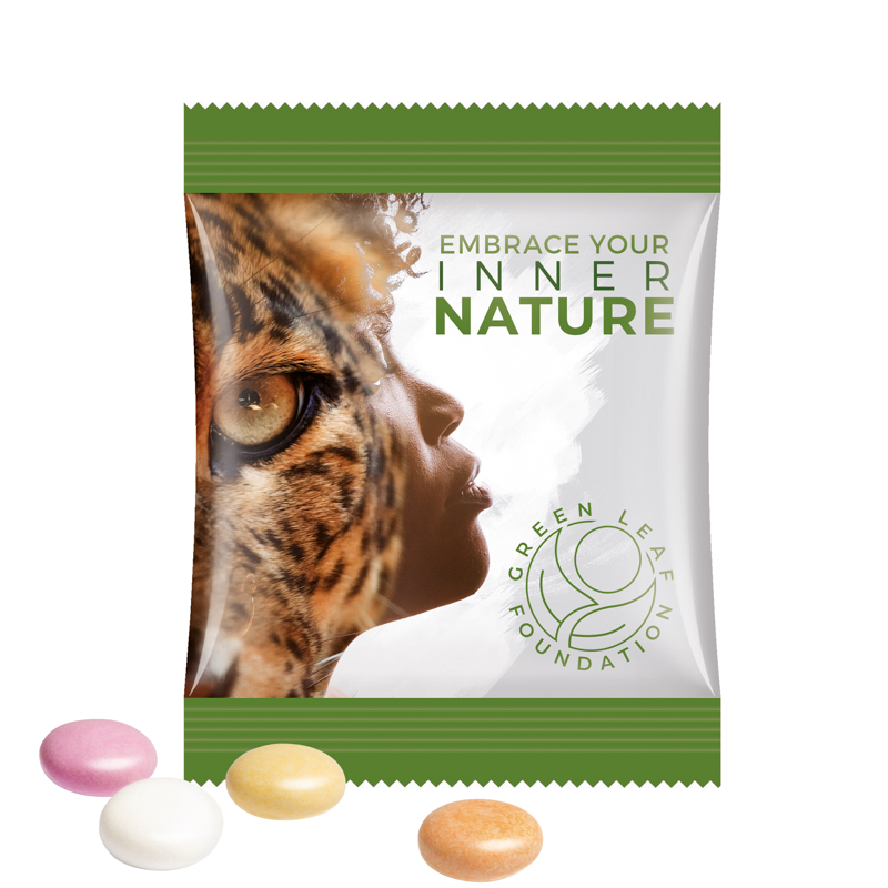 Minitüte, 8 g, weiße Folie, Mentos Kaudragee Fruit