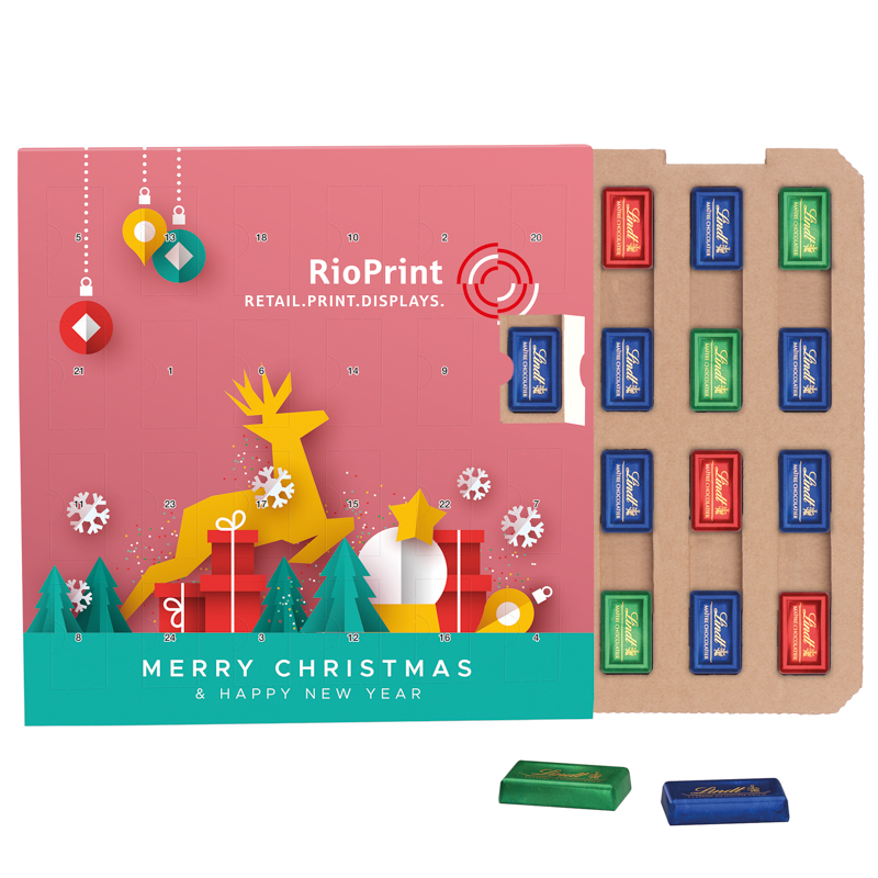 Täfelchen Adventskalender ECO, Papierblister, Lindt Schokotäfelchen
